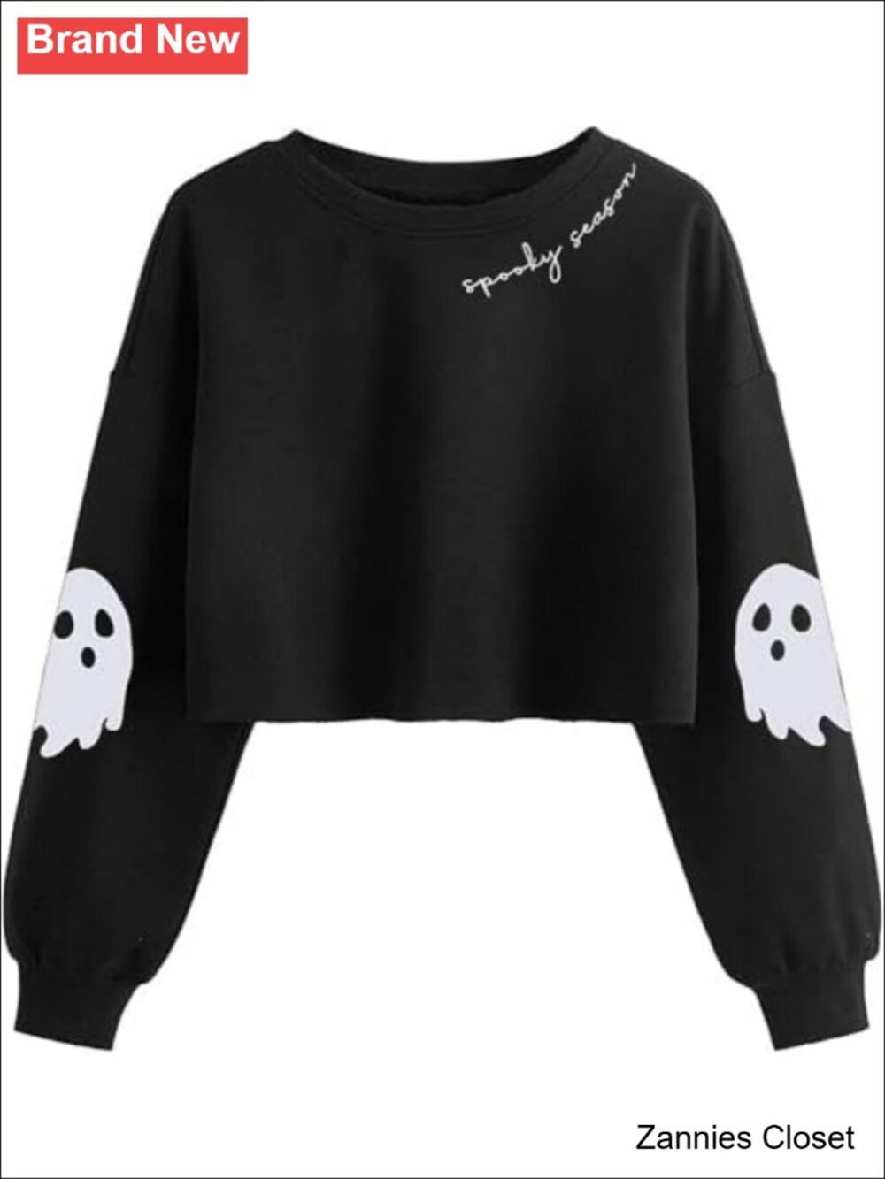 👻 Women's Halloween Ghost Graphic Crop Sweatshirt Lantern Long Sleeve Pullover
